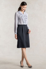 Stretch Chiffon: Lavender X Navy Frill Dress