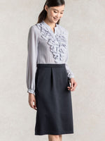 Stretch Chiffon: Lavender X Navy Frill Dress