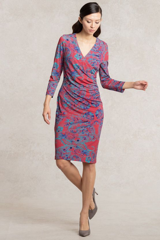 Chinoiserie Red Side Gather Dress