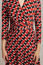 Brick Red Aztec Cache-Coeur Dress