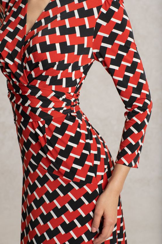 Brick Red Aztec Cache-Coeur Dress