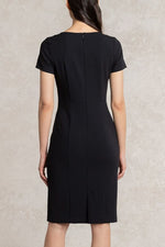 All-Season Material: Black V-Neck I-Line Dress
