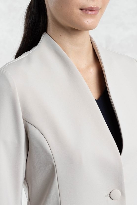 All-Season / No Lining: Greige Collarless Jacket