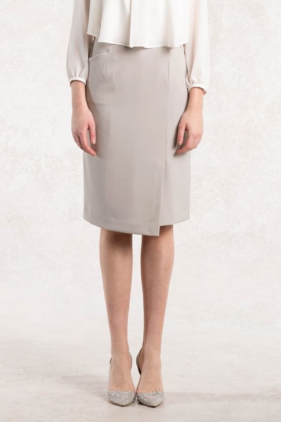 All-Season Material: Greige Wrap Skirt