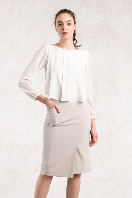 All-Season Material: Greige Wrap Skirt