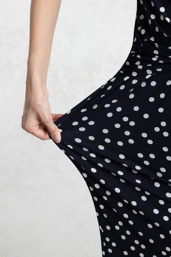 Navy Dot Ribbon Dress