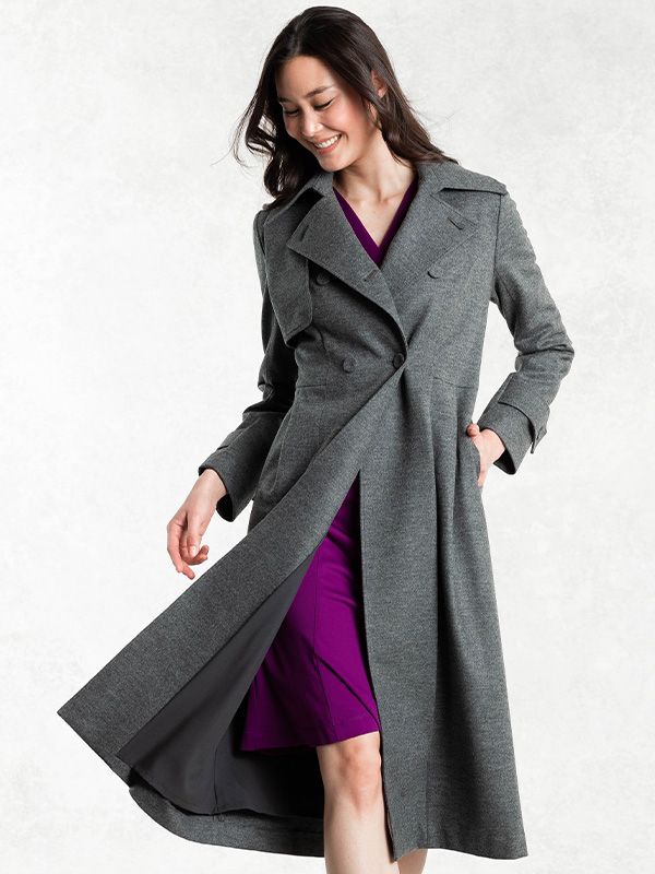 Charcoal Gray Elegant Trench Coat
