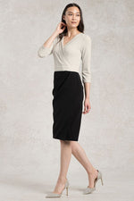 All-Season Material: Soy Milk X Black Asymmetry Dress
