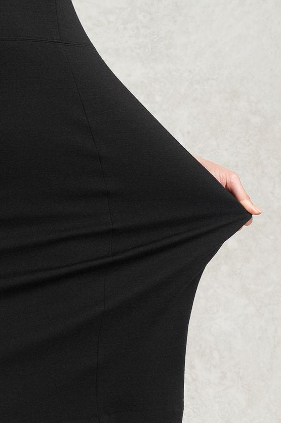 Setup: Black V-Neck I-Line Dress