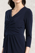 Navy I-Line Tuck Dress