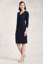 Navy I-Line Tuck Dress