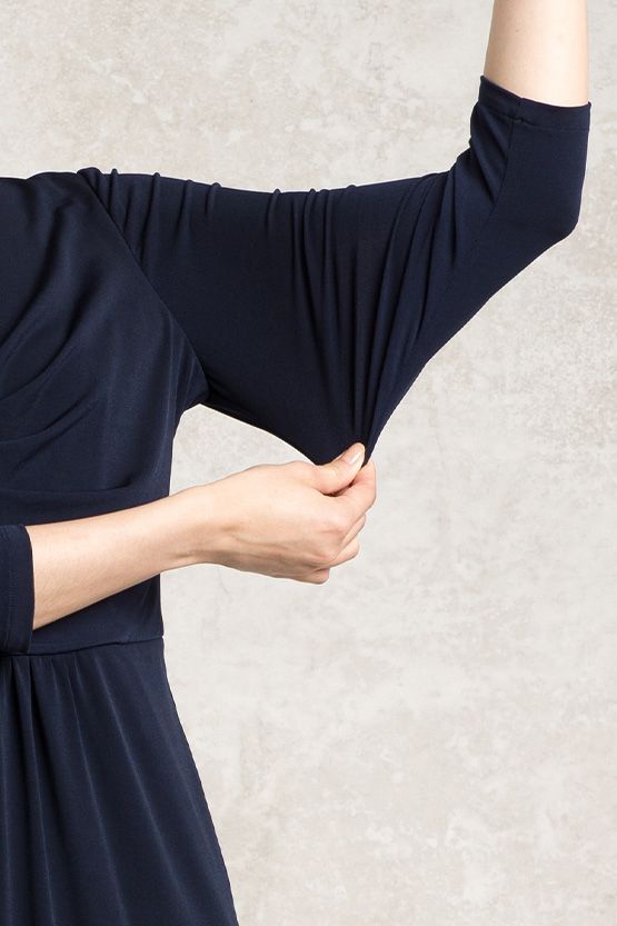 Navy I-Line Tuck Dress