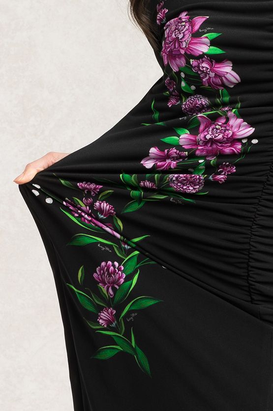 Mina Square Neck Side-Gather Dress