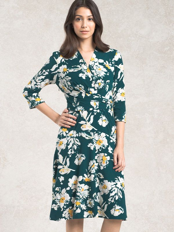 Green Elena Cache-Coeur Dress