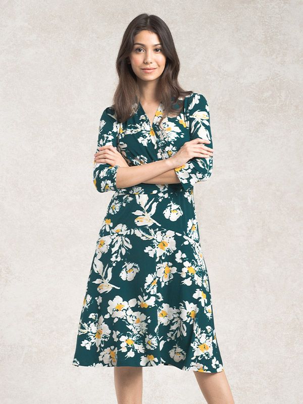 Green Elena Cache-Coeur Dress