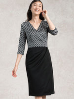 Wool Blend Double Face: Gray Circle X Black Asymmetry Dress