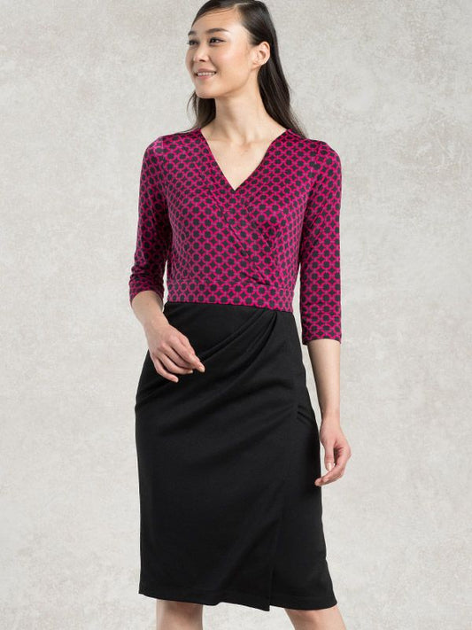 Wool Blend Double Face: Pink Circle X Black Asymmetry Dress