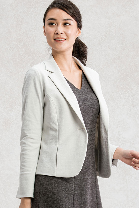 Stretch Jacquard: Gray Jacquard Tailored Jacket