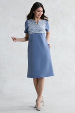Saxe Blue X White Lace Sack Dress