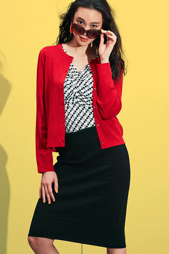 Washable Knit: Black Tacking Knit Skirt