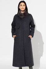 Fur Free: Navy Brown Long Coat