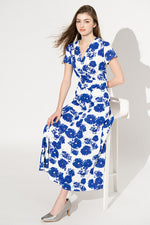Long Length: Blue Flower Long Marilyn Dress
