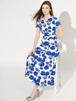 Long Length: Blue Flower Long Marilyn Dress