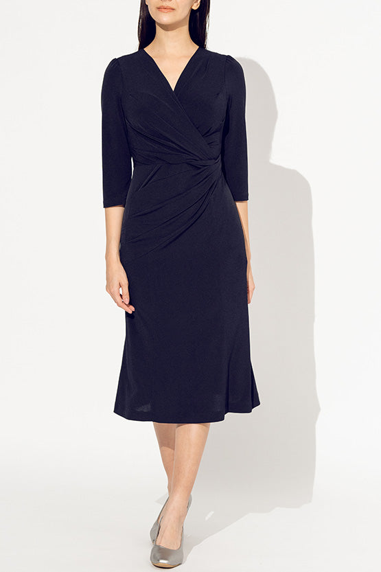 Long Length: Navy Gathered Dress