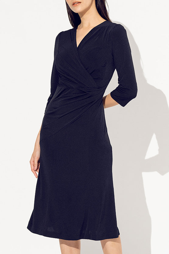Long Length: Navy Gathered Dress