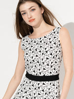 Stretch Chiffon: Monotone Heart Chiffon Flare Dress