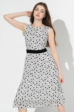 Stretch Chiffon: Monotone Heart Chiffon Flare Dress