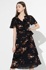 Stretch Chiffon: Sparkler Frill Chiffon Dress