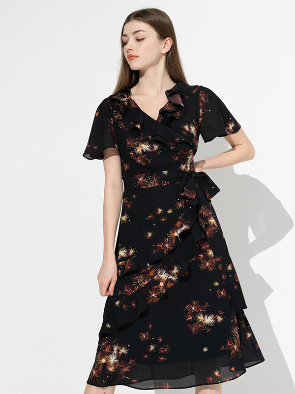 Stretch Chiffon: Sparkler Frill Chiffon Dress