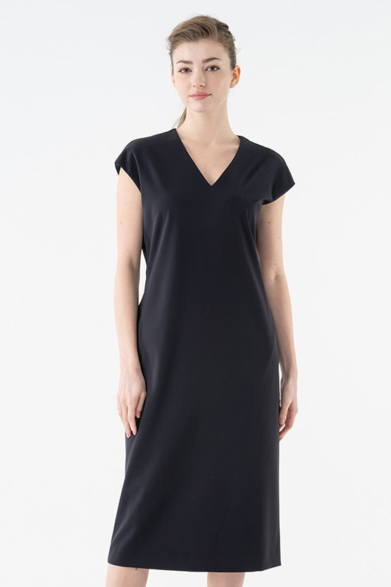 All-Season Material: Smart Stretch Dark Navy Biz Sack Dress