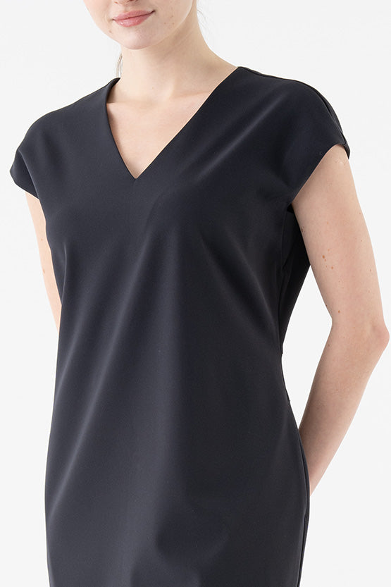 All-Season Material: Smart Stretch Dark Navy Biz Sack Dress