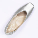 Silver vegan leather fluffy flats