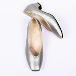 Silver vegan leather fluffy flats