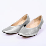 Silver vegan leather fluffy flats