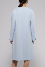 Saxe Blue No-Collar Stretch Spring Coat