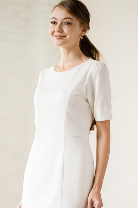 Double Jersey: Double Jersey White A-Line Dress