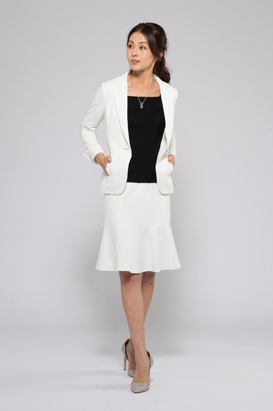 White Washable Stretch Mermaid Flare Skirt