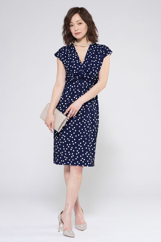 Navy Dot Ribbon Dress