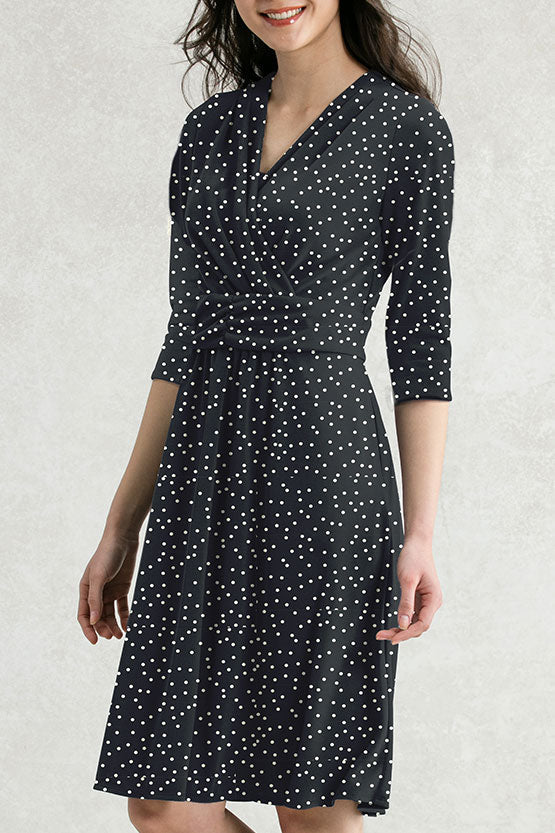 Navy Tiny Dot Marilyn Dress