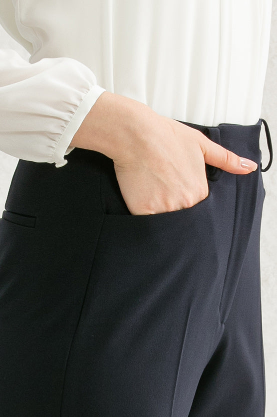 All-Season Material: Smart Stretch Navy Straight Pants