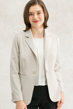 All-Season Material: Greige Long Tailored Jacket