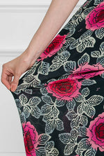 Stretch Chiffon: Black Peony Collared Cache-Coeur Chiffon Long