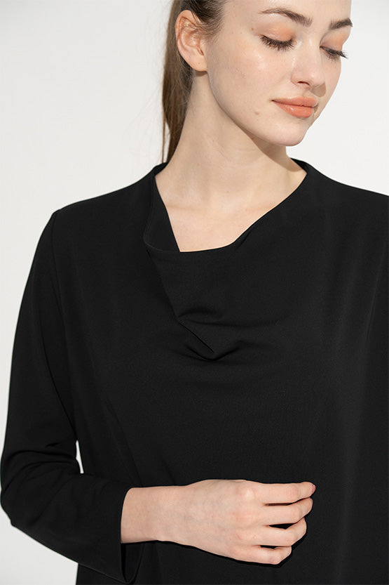 Double Jersey: Double Jersey Black Cowl Neck Dress