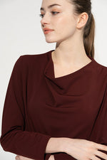 Burgundy Midi Cowl Neck Dress