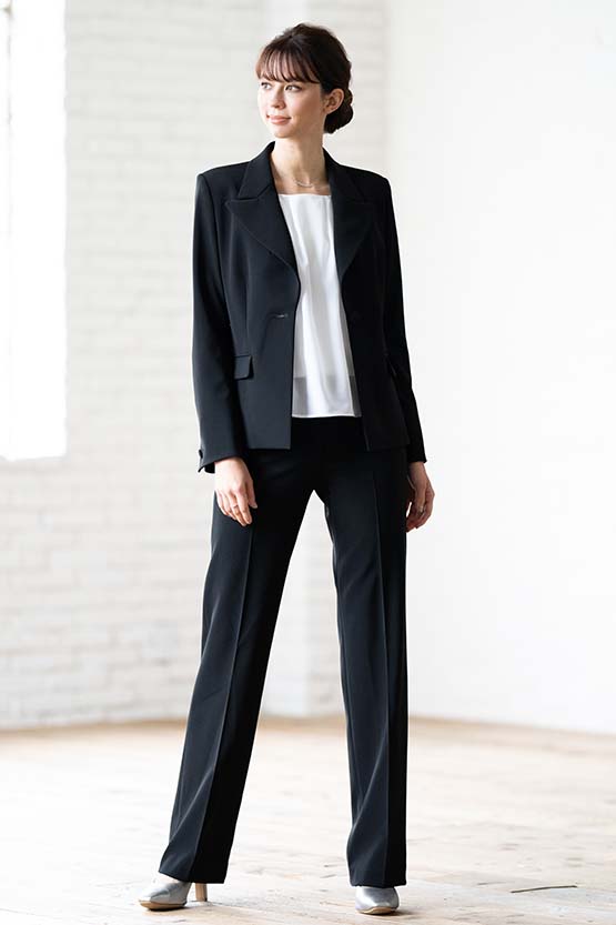 All-Season Material: Smart Stretch Black Straight Pants