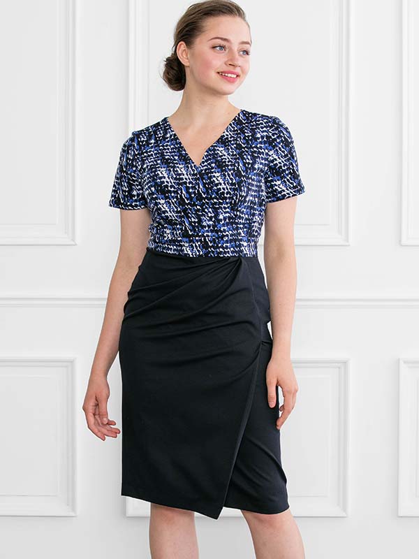 Cotton Blend: Blue Tweed Asymmetrical Dress